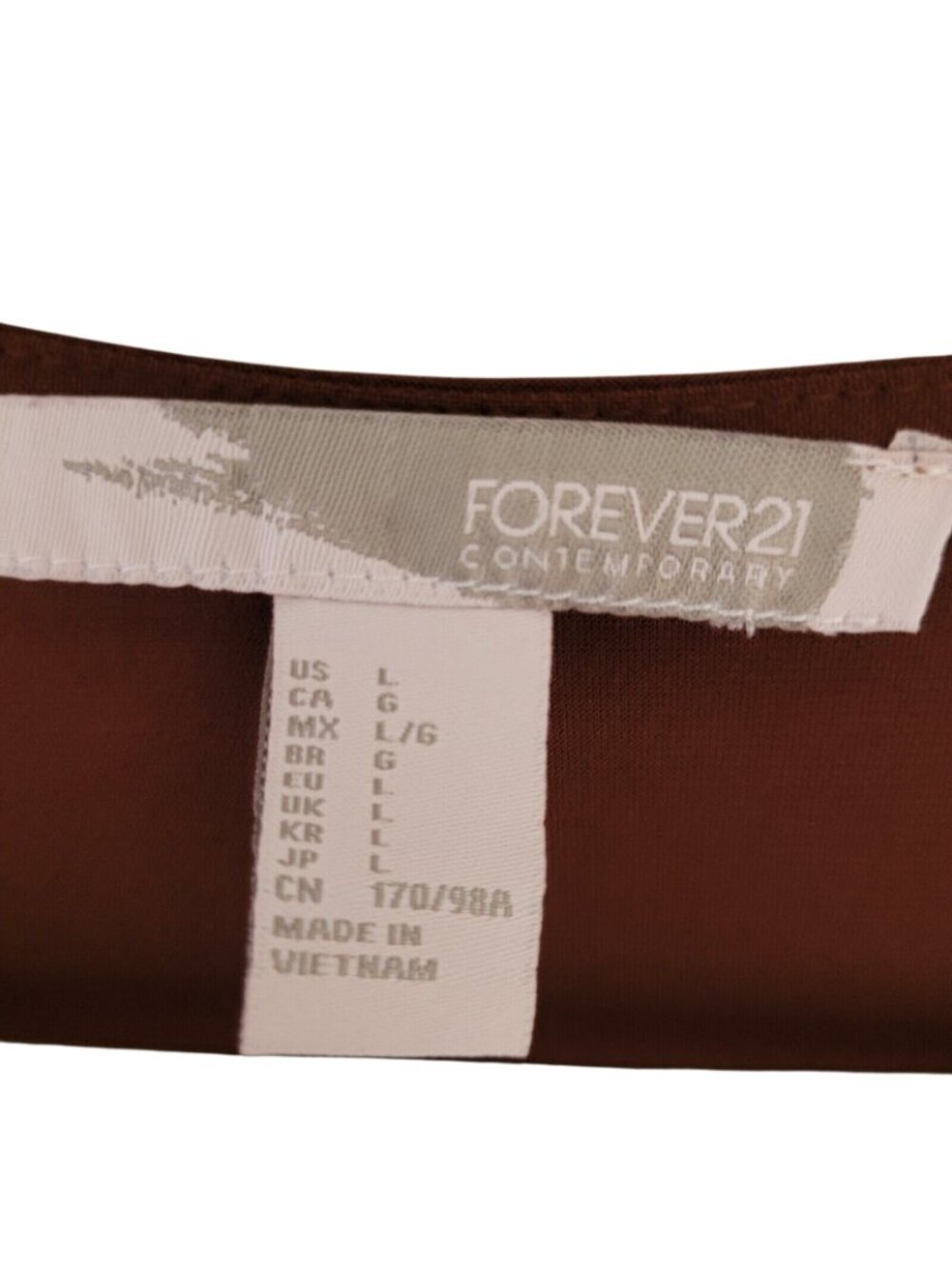 Forever 21 Contemporary Side Open Dress Juniors Size L Brown Club Party - Picture 6 of 7